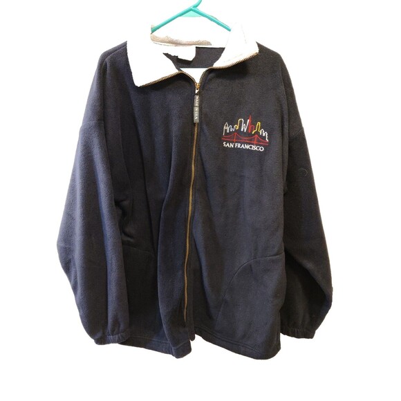 Vintage Men's Full Zip Made In USA Blue Flesse Embroidered San Franscio - Picture 1 of 11